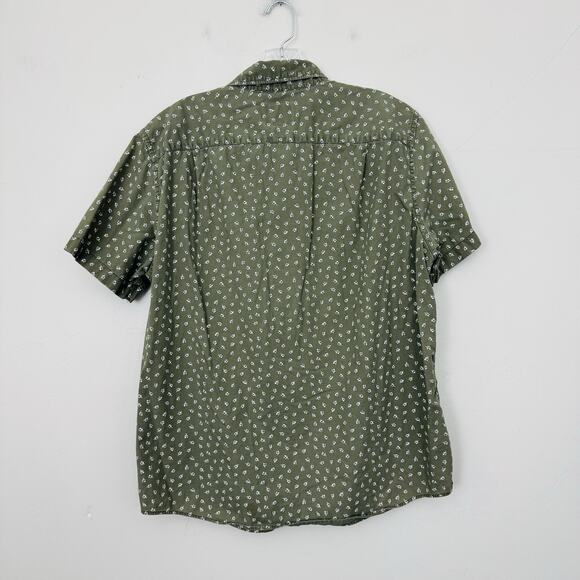 American Eagle Green Floral Print Short Sleeve Button Up Shirt Men’s Size L - Picture 6 of 7